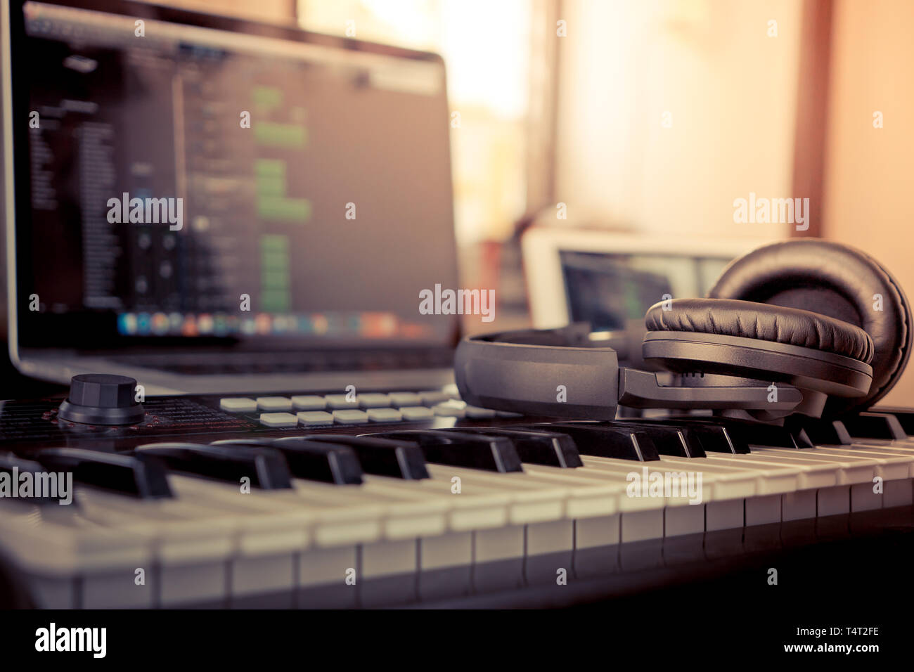 Home Computer music making computer programming Stock Photo