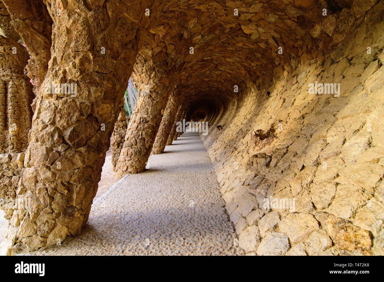 Portico of the Washerwoman in Park Guell in Barcelona, Spain Stock Photo