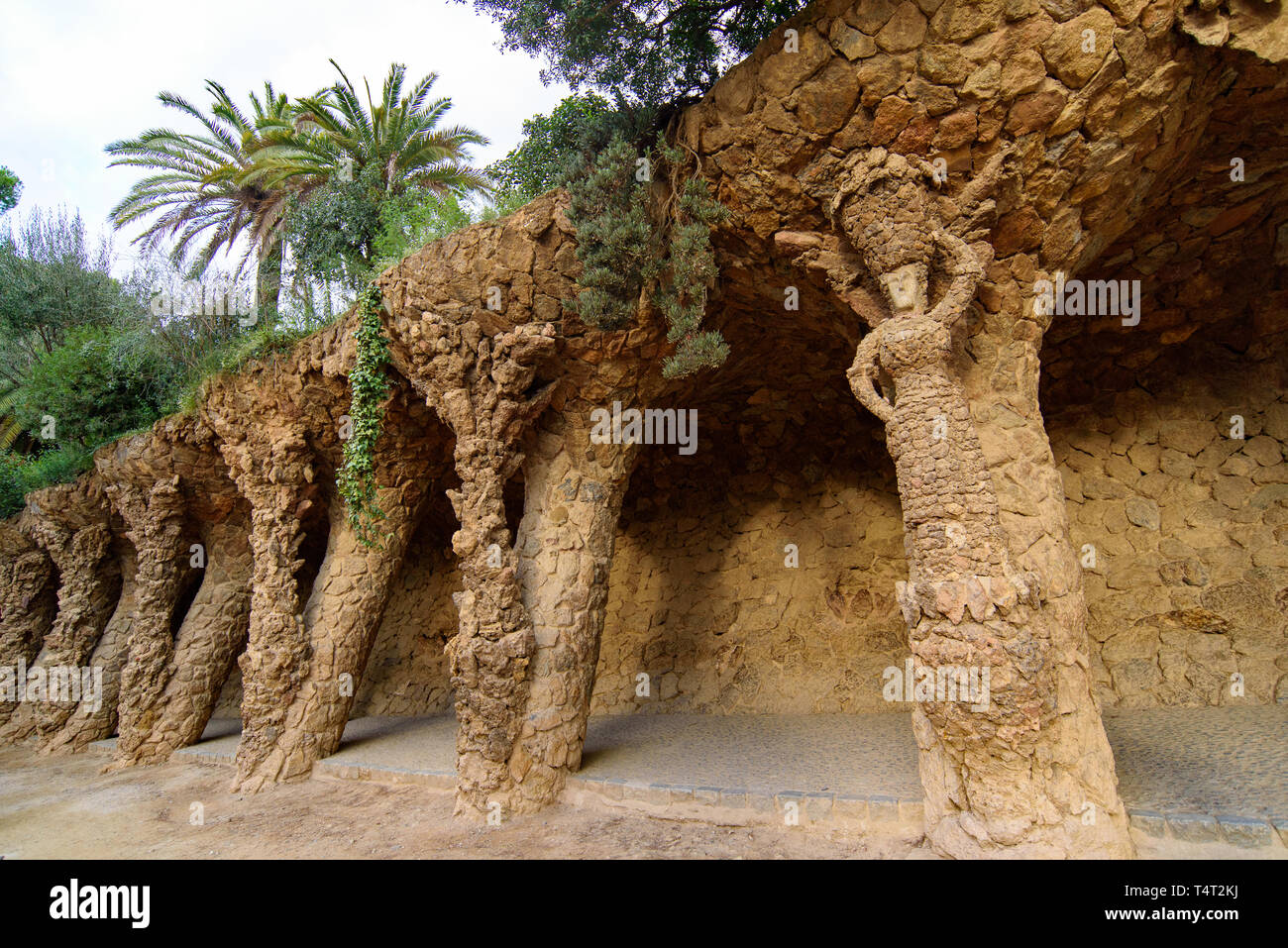 Portico of the Washerwoman in Park Guell in Barcelona, Spain Stock Photo