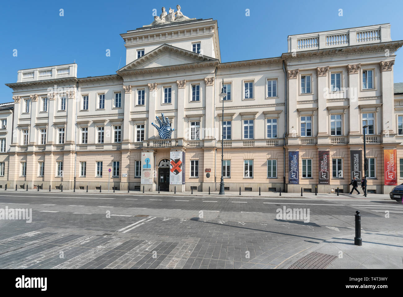 Warsaw, Poland. April, 2018.   A view of  the facade of The Aleksander Zelwerowicz National Academy of Dramatic Art building Stock Photo