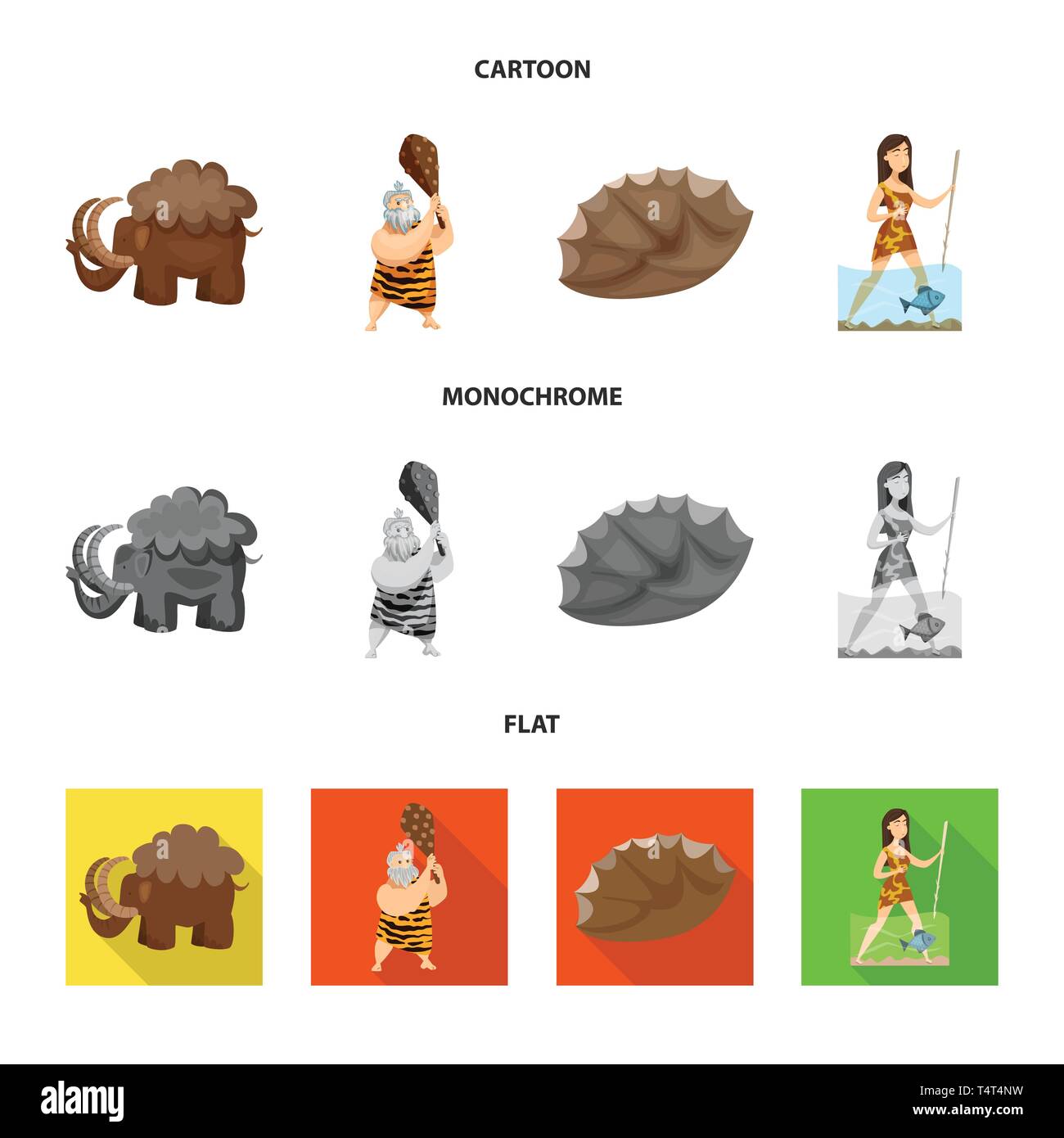 Isolated object of evolution and prehistory icon. Collection of ...