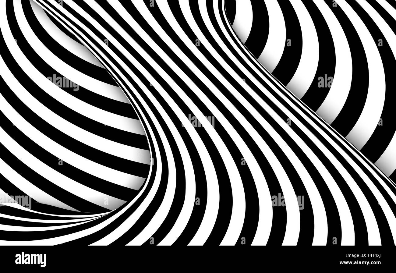 Abstract black and white wavy stripes background. Vector illustration