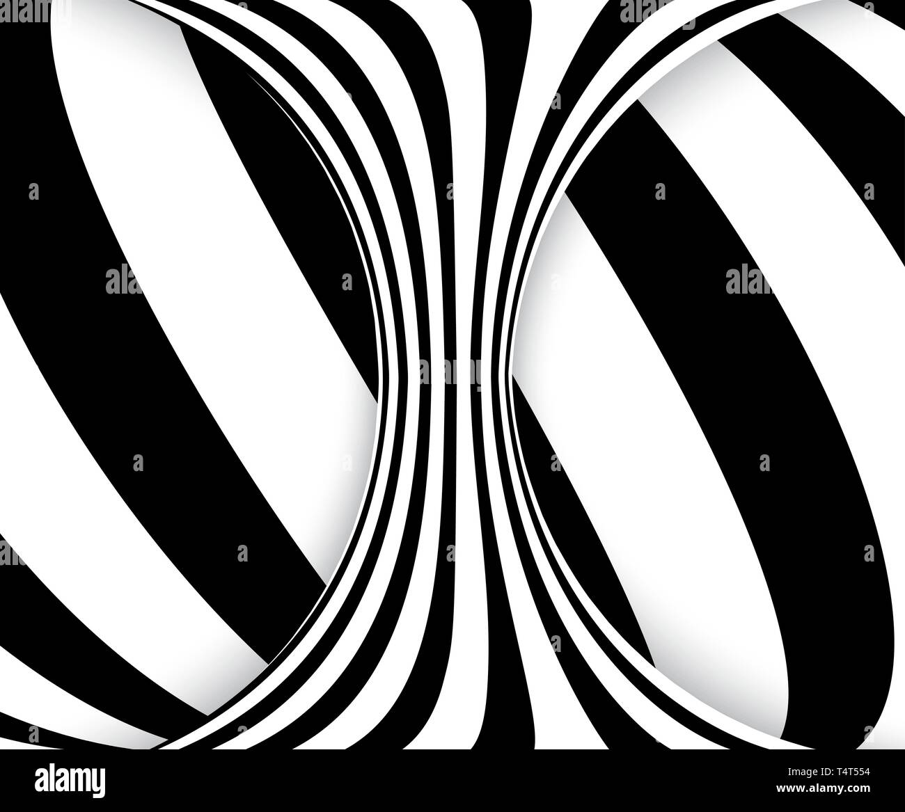 Black and white lines optical illusion. Abstract striped spiral vector background Stock Vector