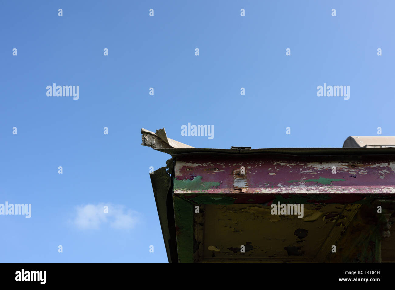 Missing Gutter Seafront shelter close up of roof with gutter missing in Anchorsholme ...