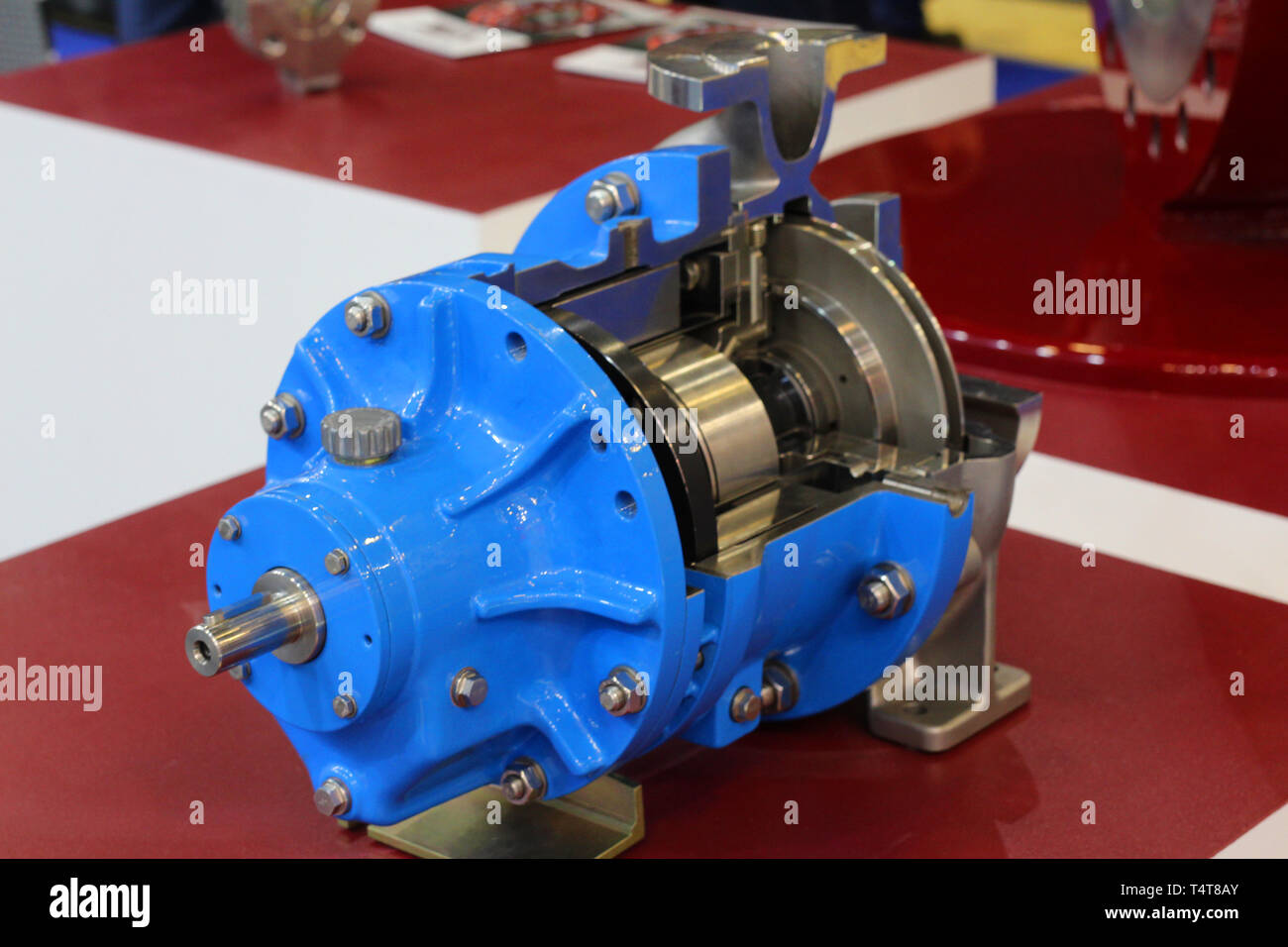 Centrifugal Pump with Magnet Drive. The pump is shown in section. Modular pump design for the petrochemical, oil and gas industry. Stock Photo