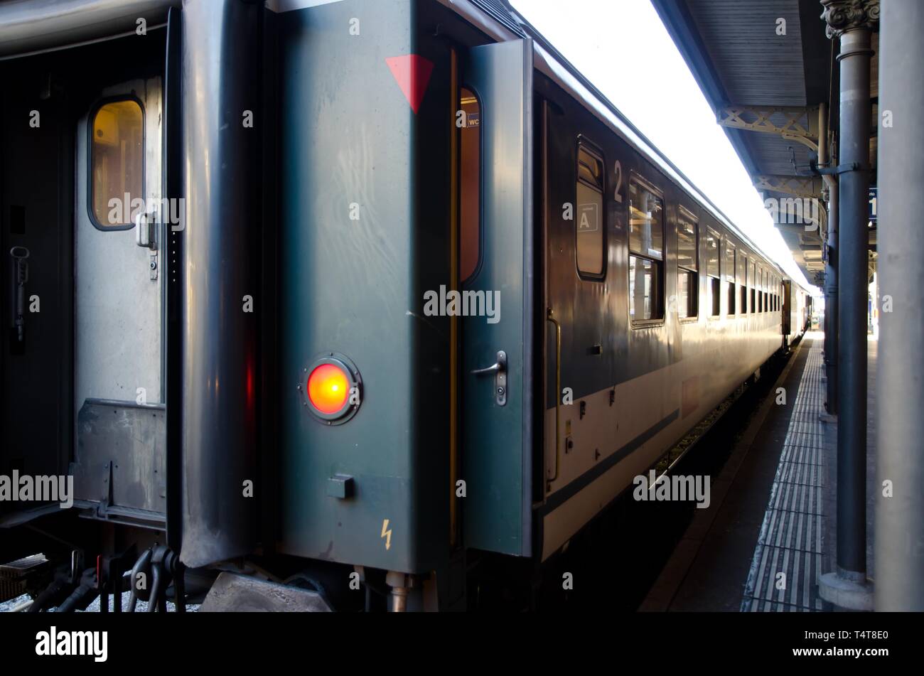 Train wagon on the station in Locarno, Switzerland, Europe Stock Photo