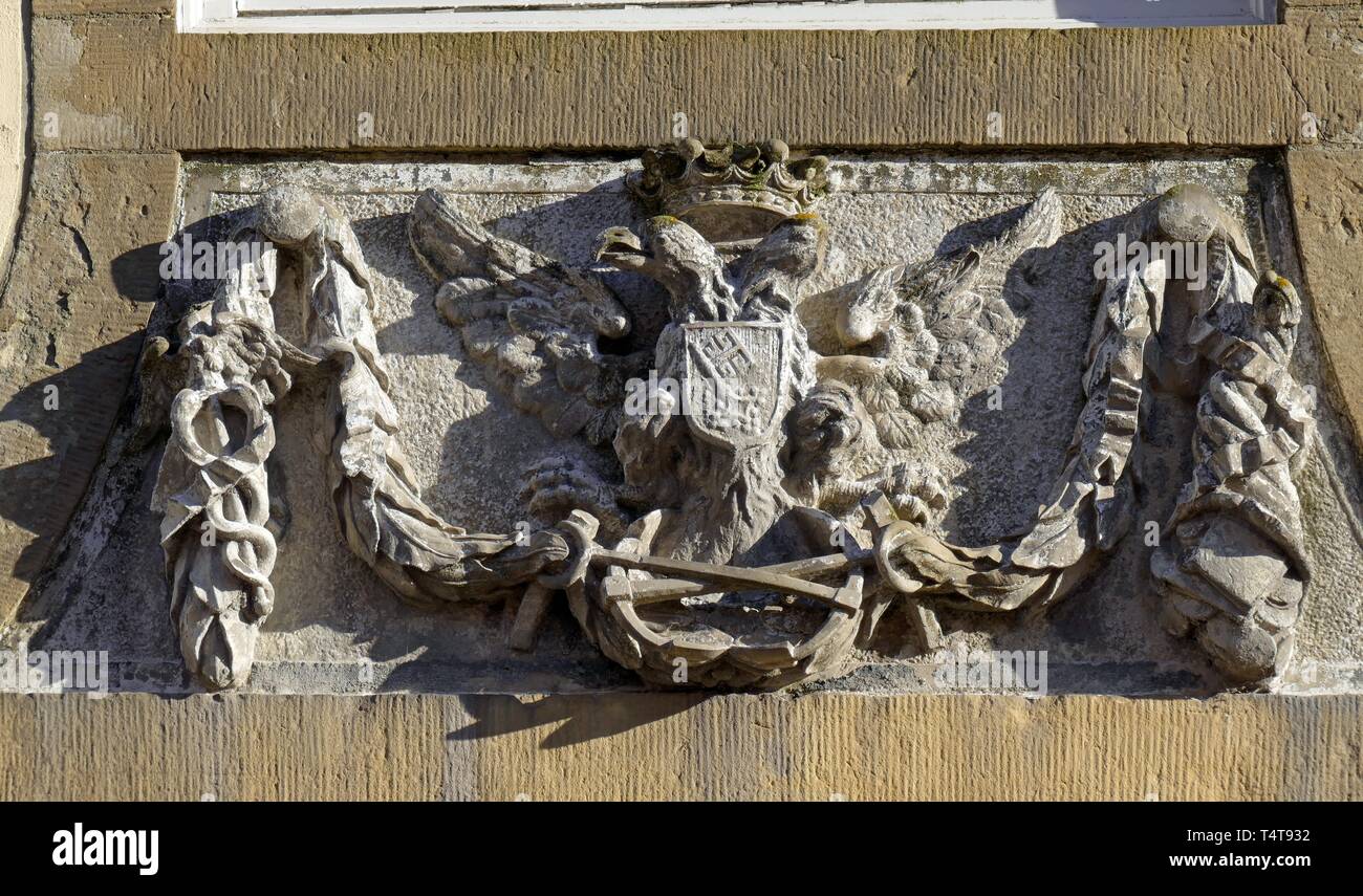 Coat of arms of Bremen from the Middle Ages, Havenhaus, Bremen Vegesack, Germany, Europe Stock Photo