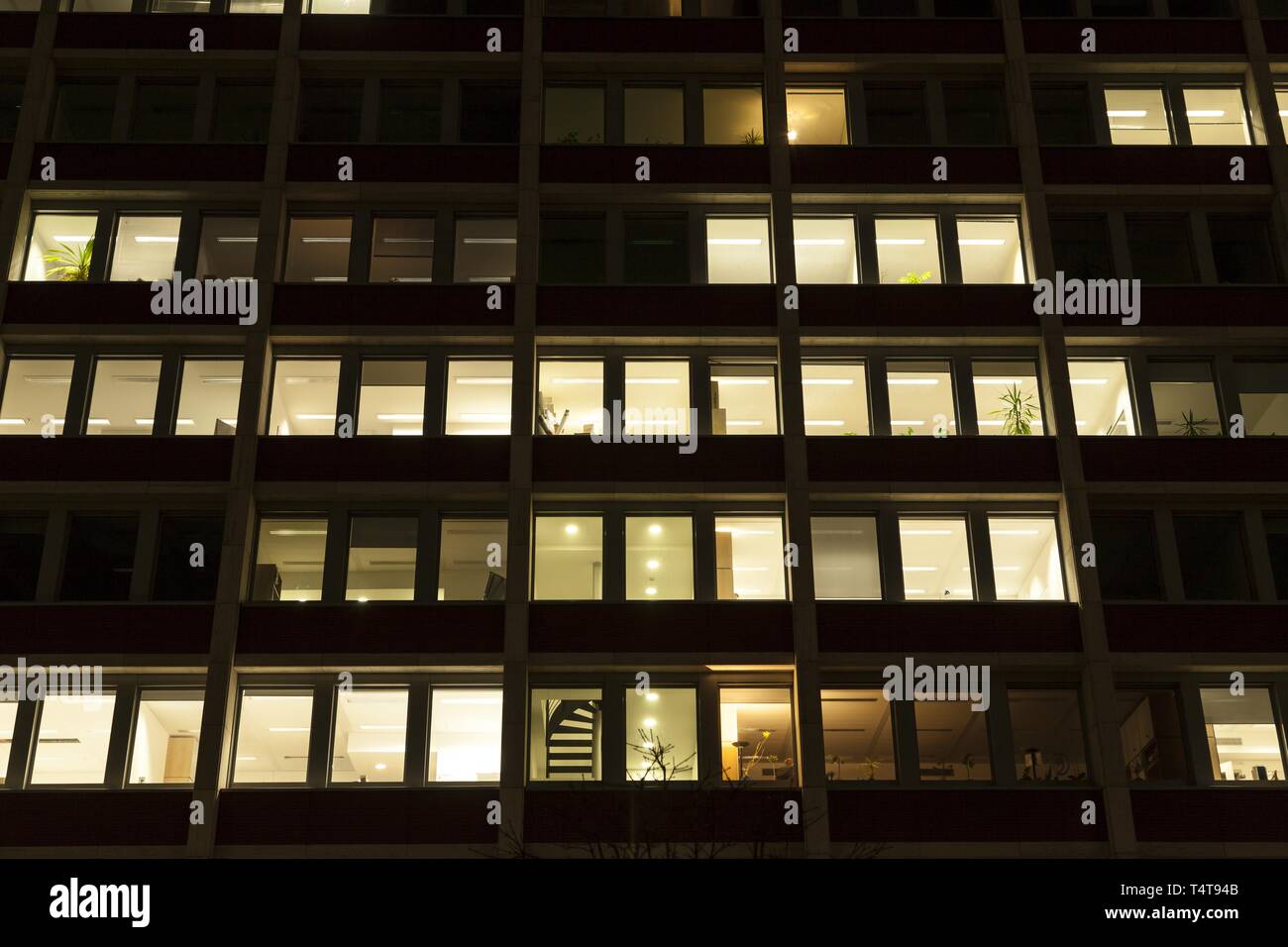 Lighted windows, office building Stock Photo