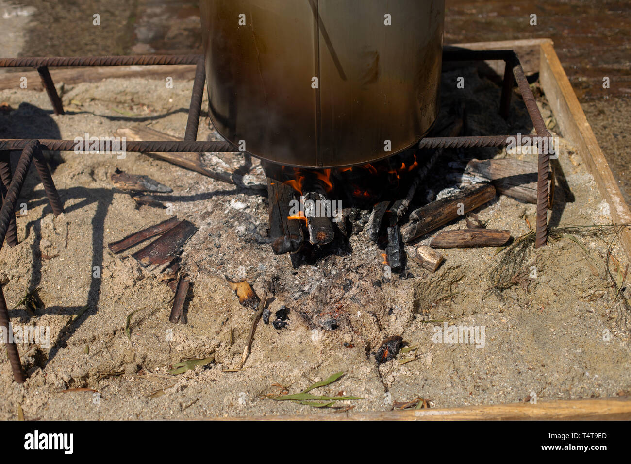 Pan on a fire Stock Photo Alamy