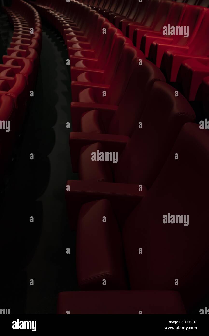 Movie Theater With Red Seat Stock Photo
