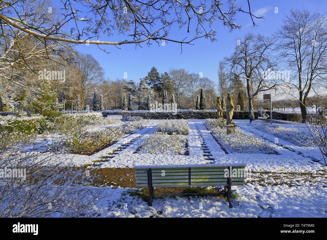 Bremen city garden in winter, Vegesack, Bremen, Germany, Europe Stock Photo