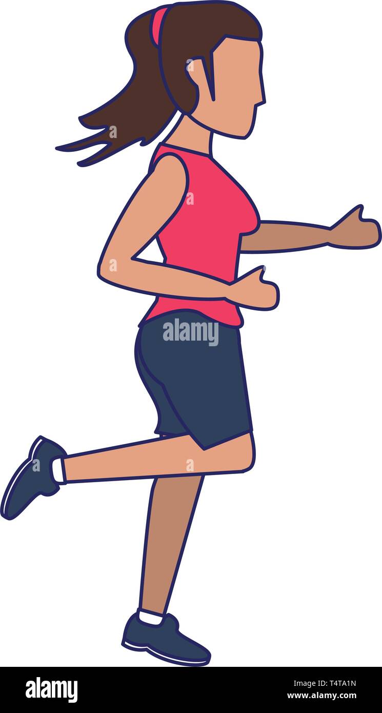 Fitness woman running sideview blue lines Stock Vector Image & Art - Alamy