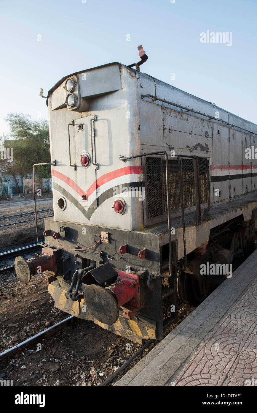 Large diesel railway engine at a station platform Stock Photo Alamy
