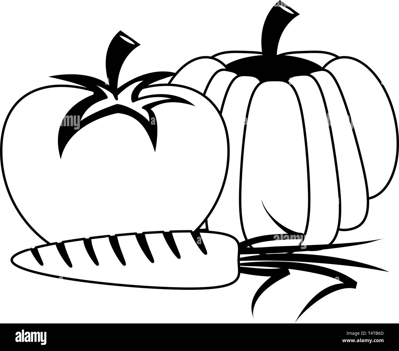 Vegetables healthy food in black and white Stock Vector Image & Art - Alamy