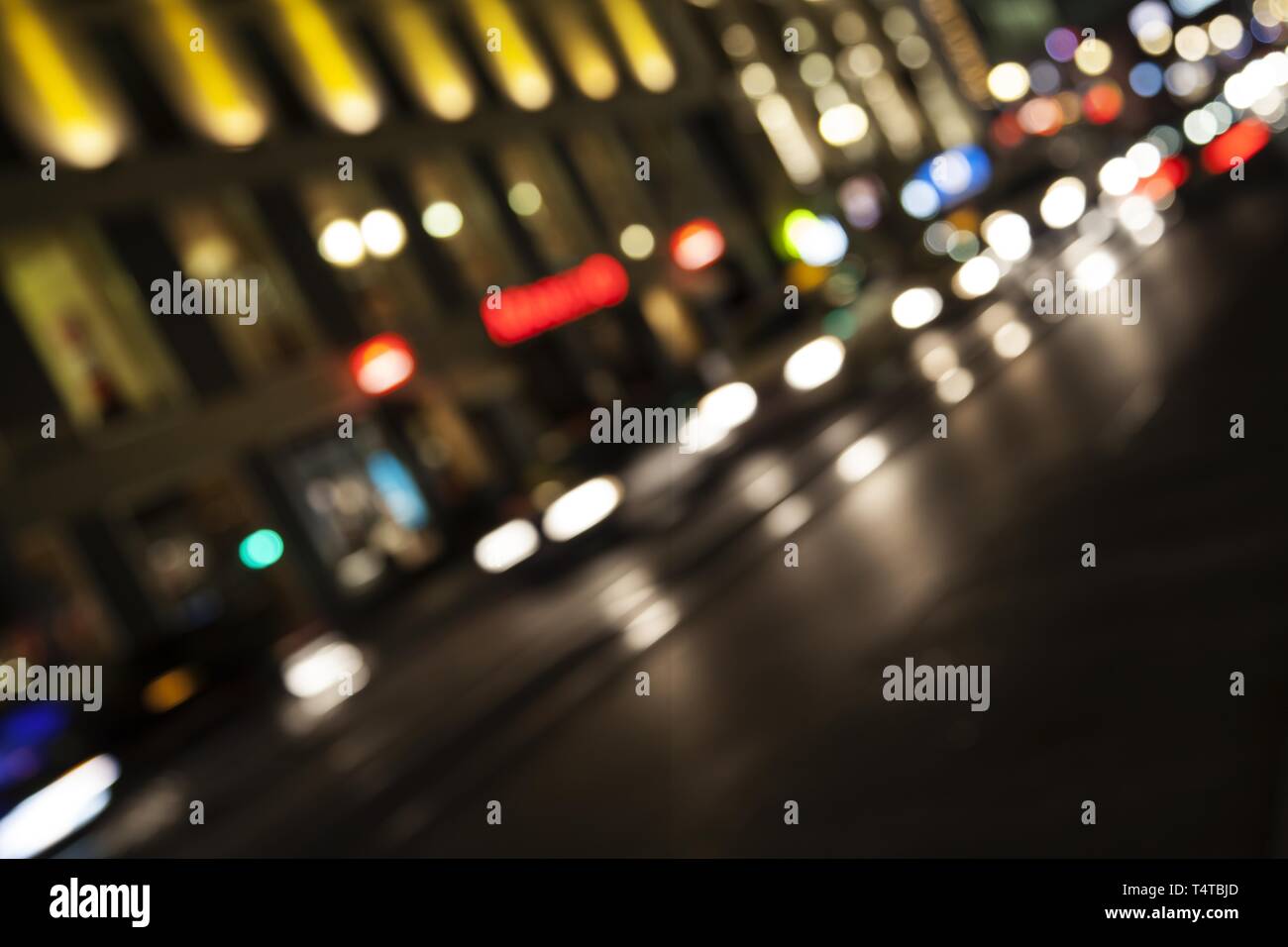 Blurred headlights in the evening rush, Friedrichstrasse, Berlin, Germany, Europe Stock Photo