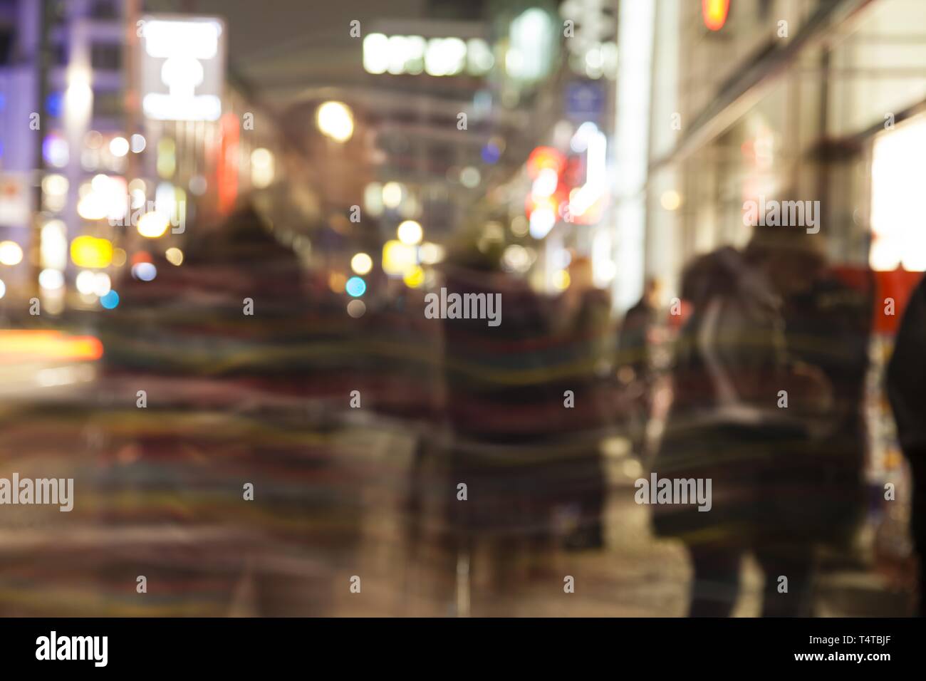 Blurred pedestrians in the downtown area, Berlin, Germany, Europe Stock Photo