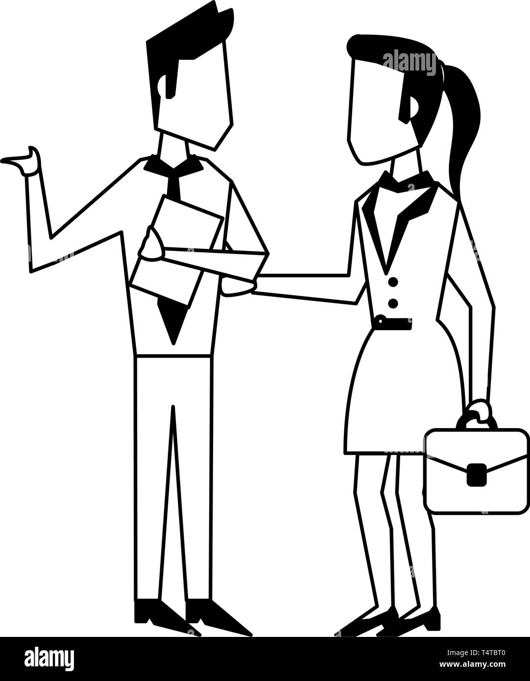 Business teamwork workers avatar in black and white Stock Vector Image ...