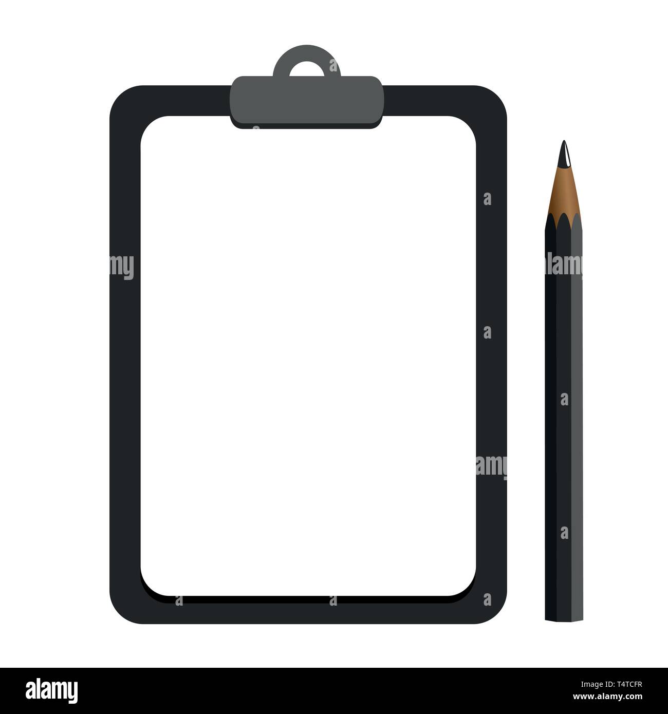 black clipboard with blank white sheet and pen vector illustration ...