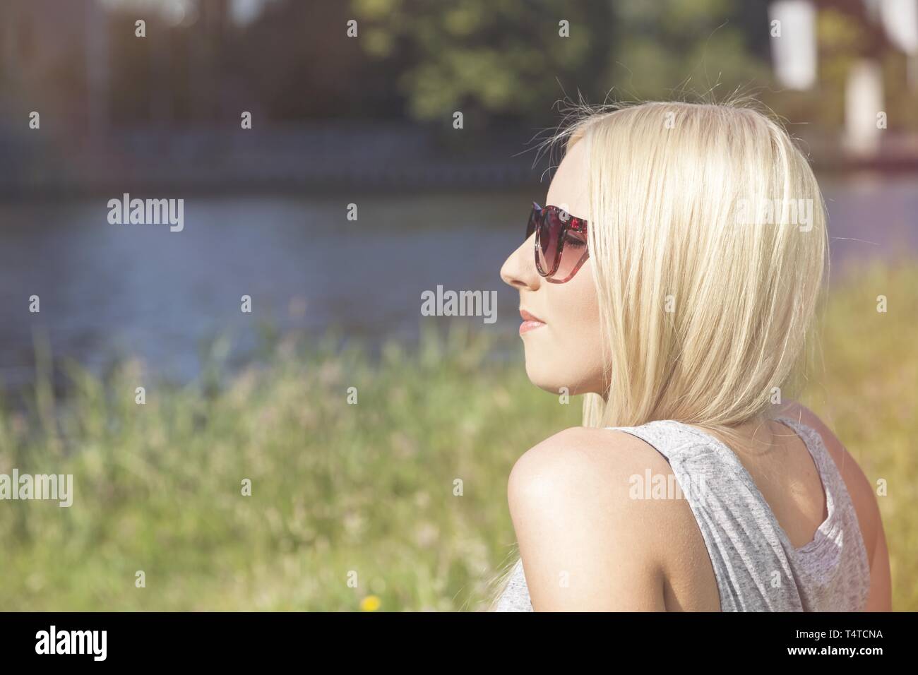 Teen with sun glasses Stock Photo
