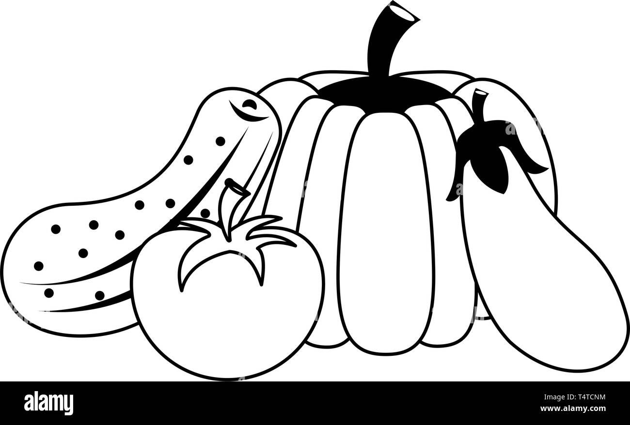 Vegetables healthy food in black and white Stock Vector Image & Art - Alamy
