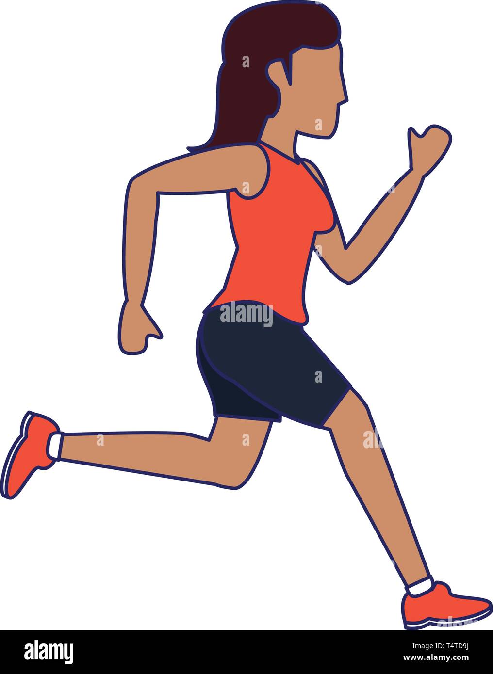 Fitness woman running sideview blue lines Stock Vector Image & Art - Alamy