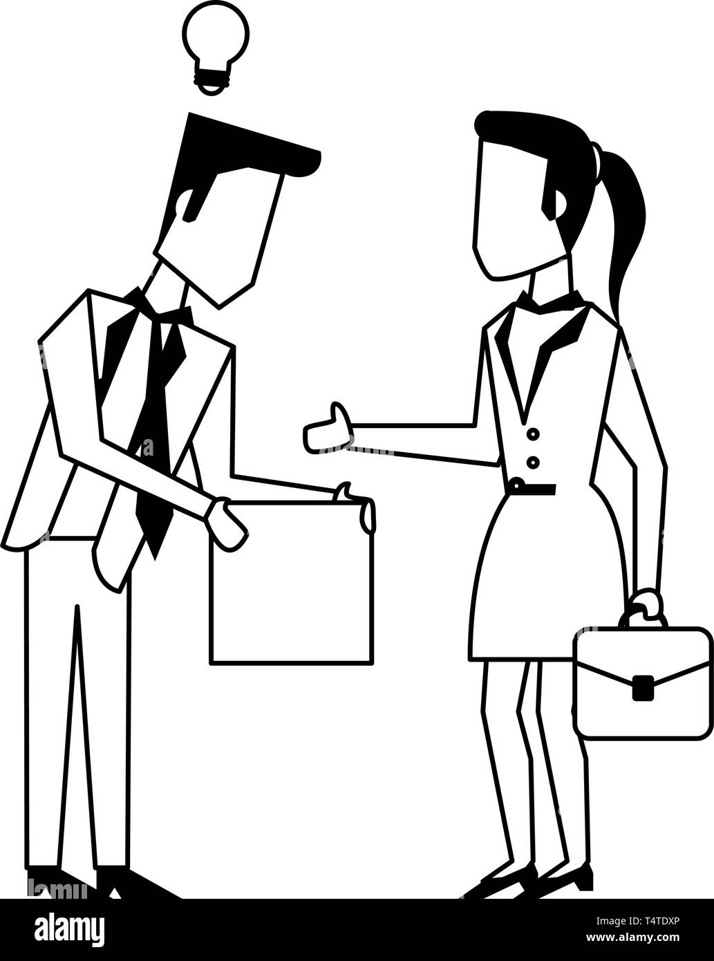 Business teamwork workers avatar in black and white Stock Vector Image ...