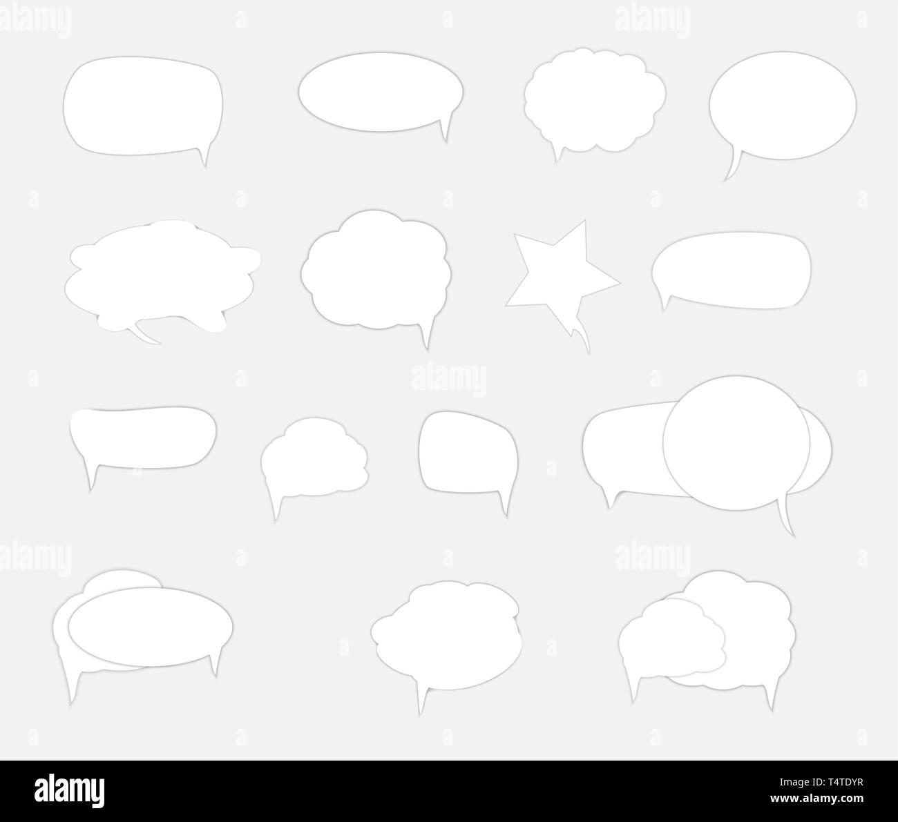 White blank retro speech bubbles set on white background. Vector ...