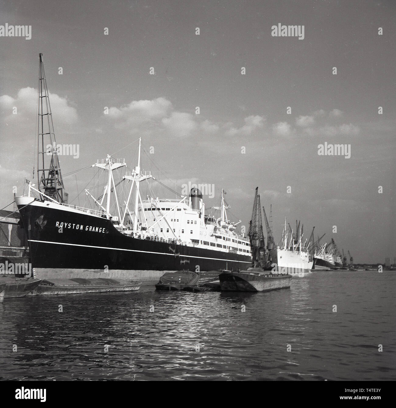 1960s, steam cruise ship, 'Royston Grange' moored at London Docks. Stock Photo