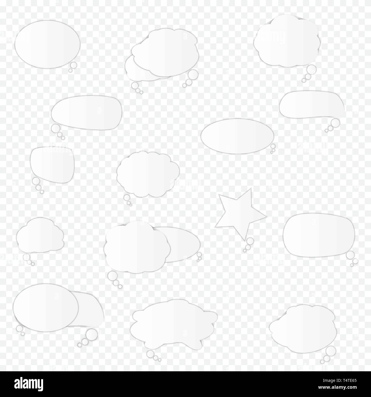 White blank retro speech bubbles set on transparent background. Vector ...