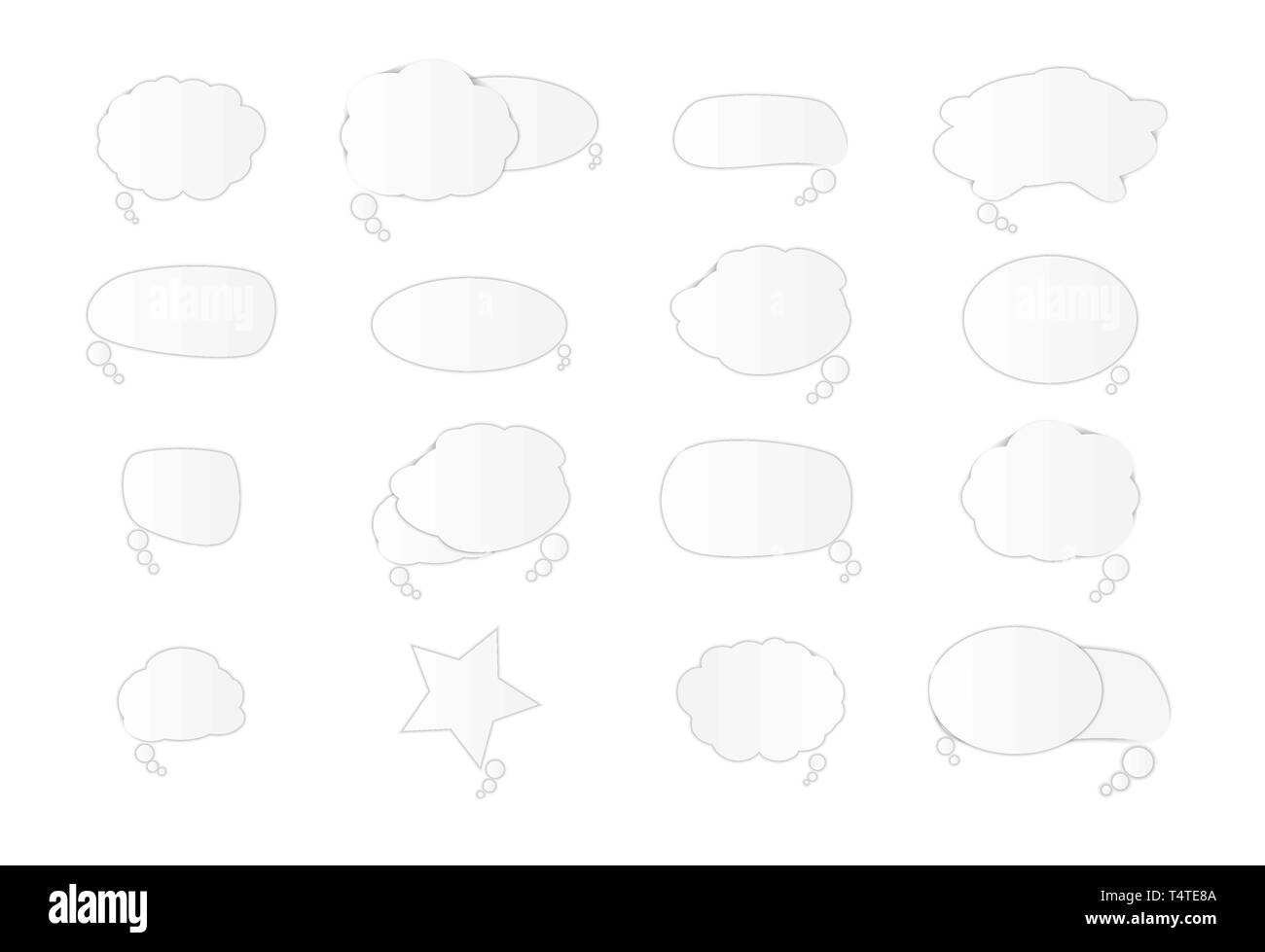 White blank retro speech bubbles set on white background. Vector ...