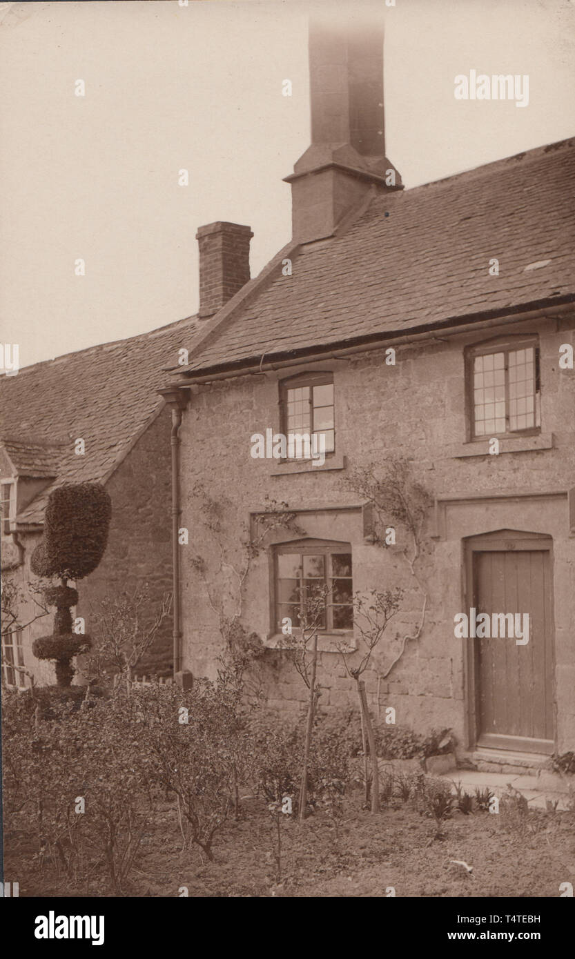 Vintage Photographic Postcard Showing an Historical British Home Stock Photo