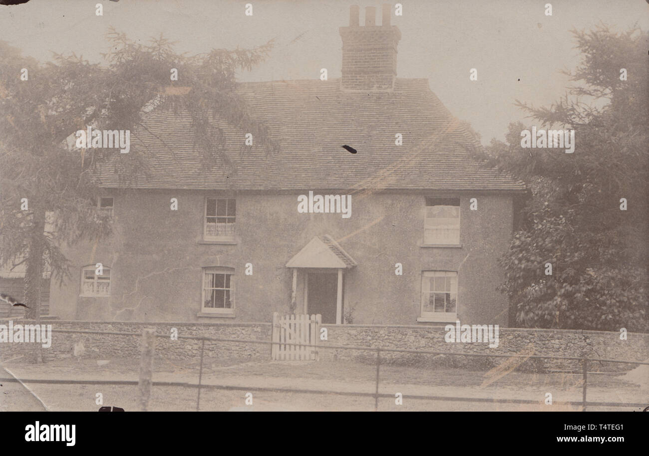 Vintage Photographic Postcard Showing an Historical Detached British Building Stock Photo