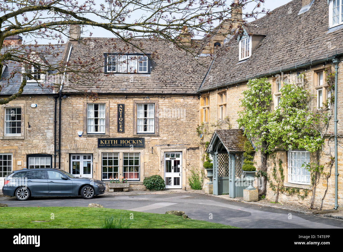 Cotswold stone town house and antiques shop in the market place of Stow
