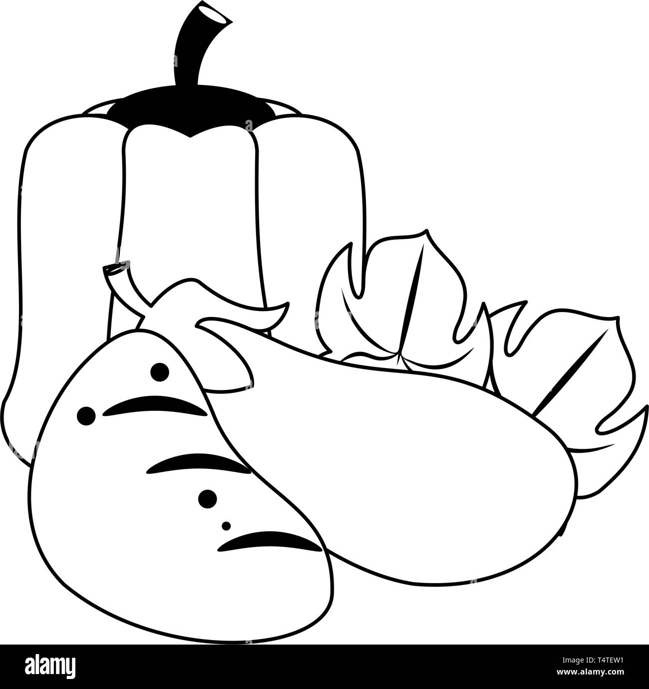 Vegetables healthy food in black and white Stock Vector Image & Art - Alamy