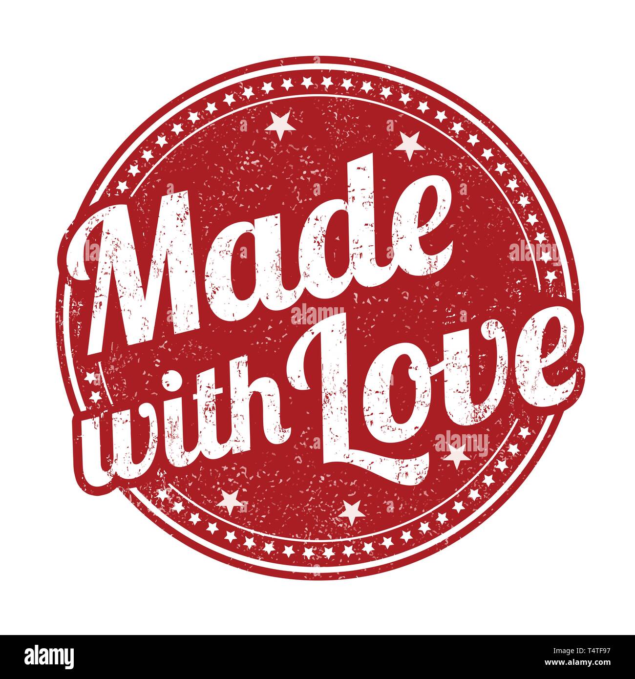 Made with love sign or stamp on white background, vector illustration