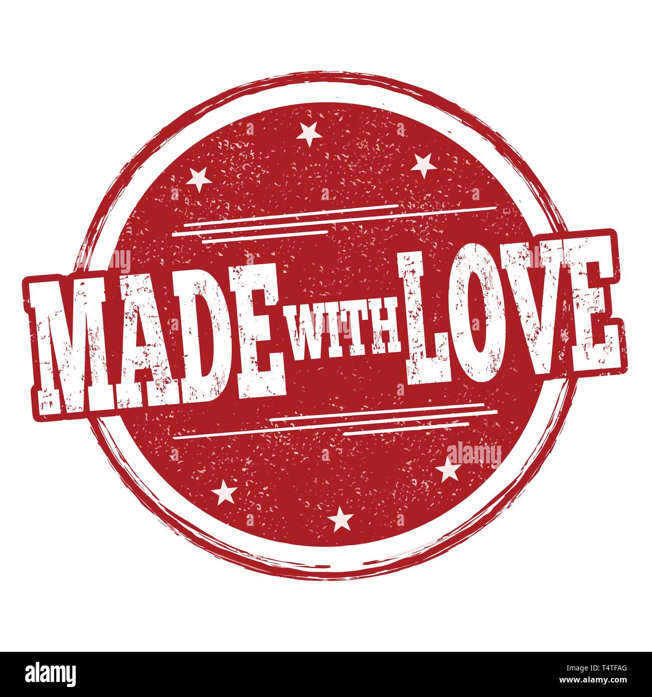 Made with love sign or stamp on white background, vector illustration