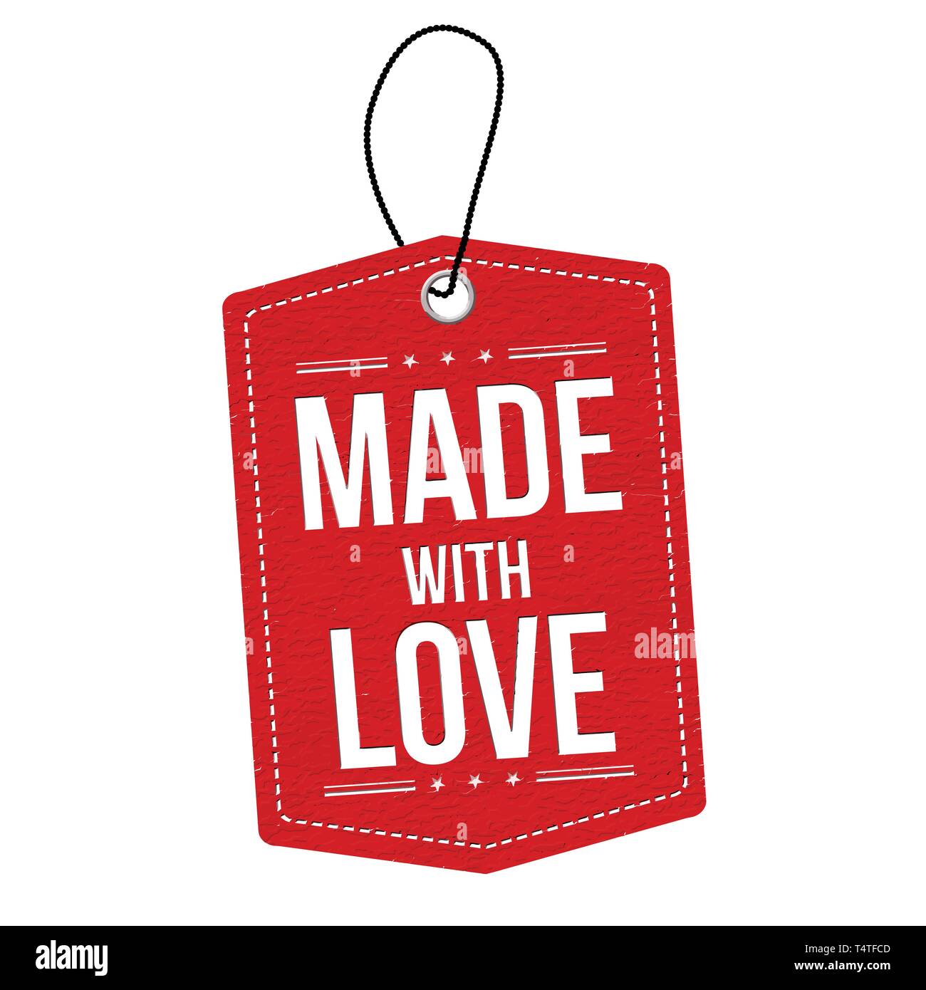 Made with love label or price tag on white background, vector