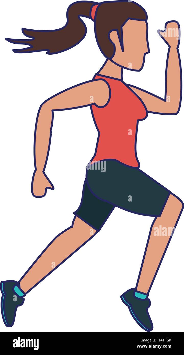 Fitness woman running sideview blue lines Stock Vector Image & Art - Alamy