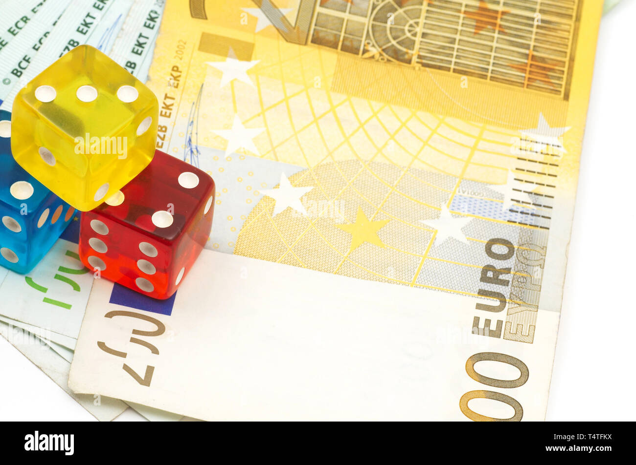 gambling concept with dices and euro Stock Photo