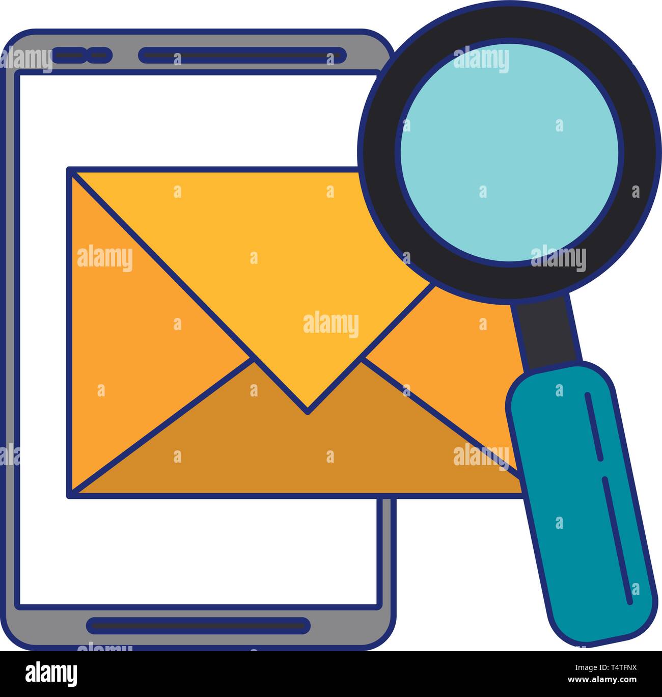 Email search and tablet blue lines Stock Vector