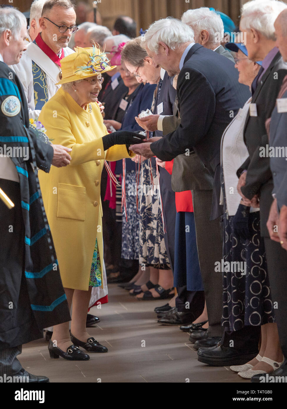 Queen Elizabeth II distributing the Maundy money during the Royal