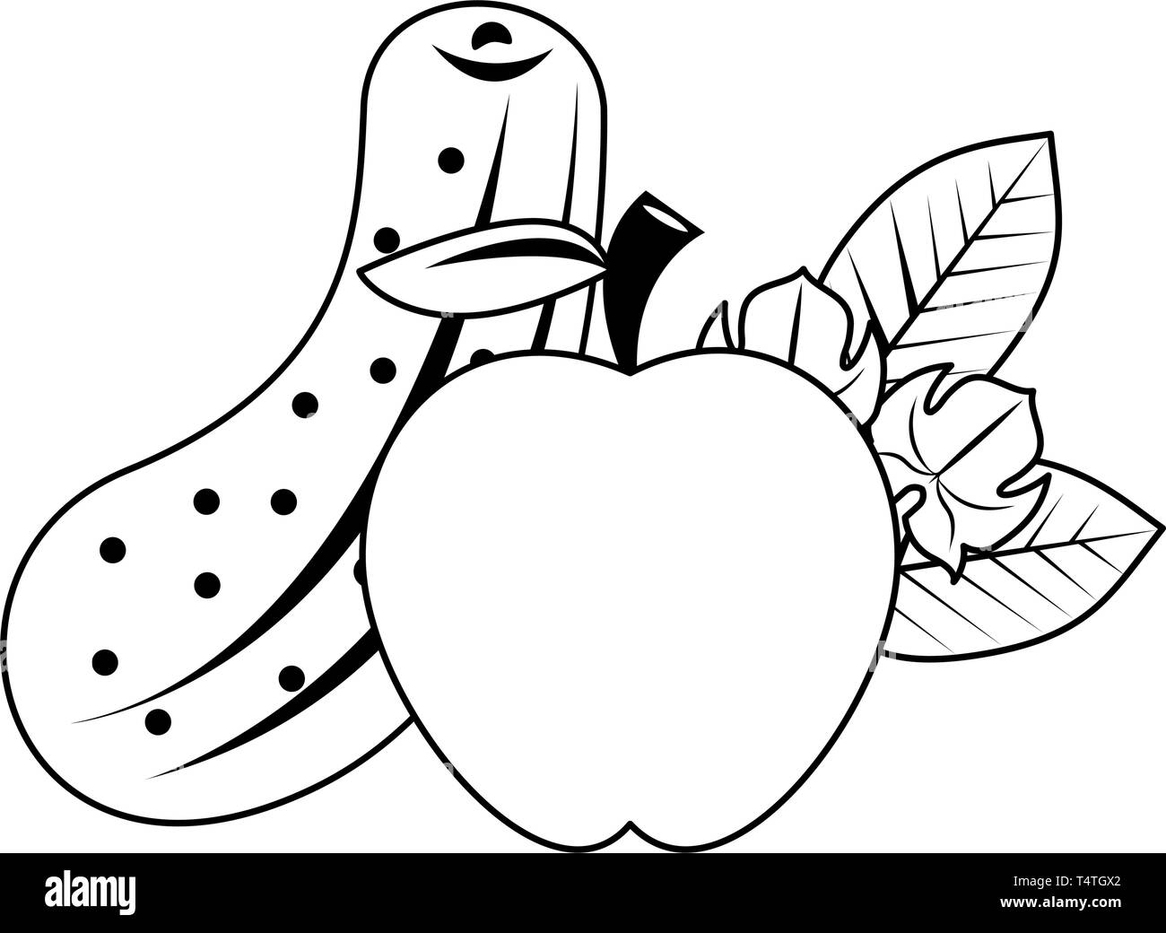 Vegetables healthy food in black and white Stock Vector Image & Art - Alamy