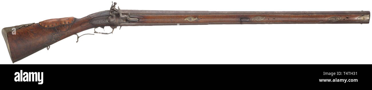 Civil long arms, flintlock and caplock, flintlock turned rifle, German, circa 1780, Additional-Rights-Clearance-Info-Not-Available Stock Photo
