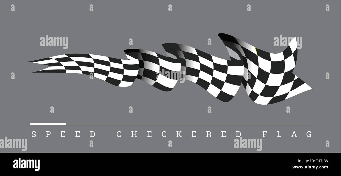 Checkered race flag vector illustration on dark grey background Stock Vector