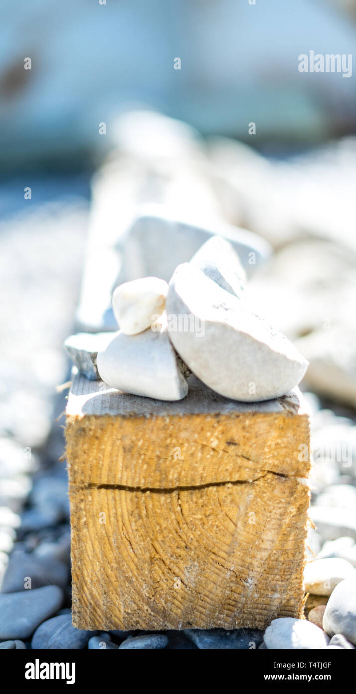 stones on wood Stock Photo