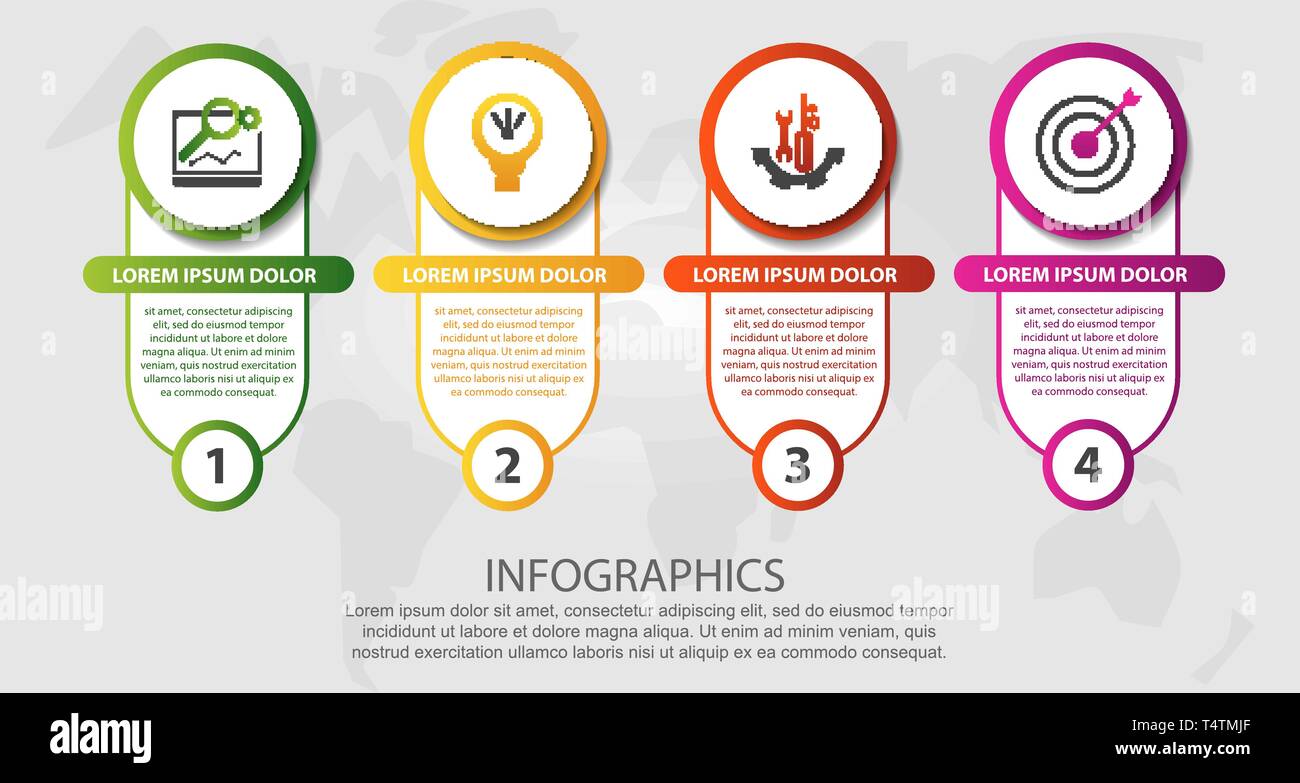 Modern 3D vector illustration. Circular infographic template with four ...