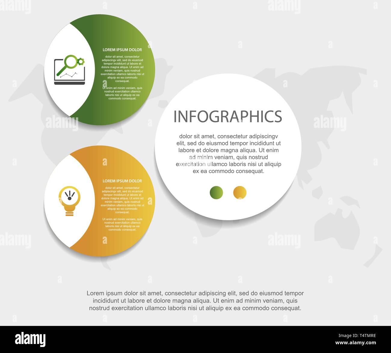 Modern 3D vector illustration. Circular infographic template with two ...