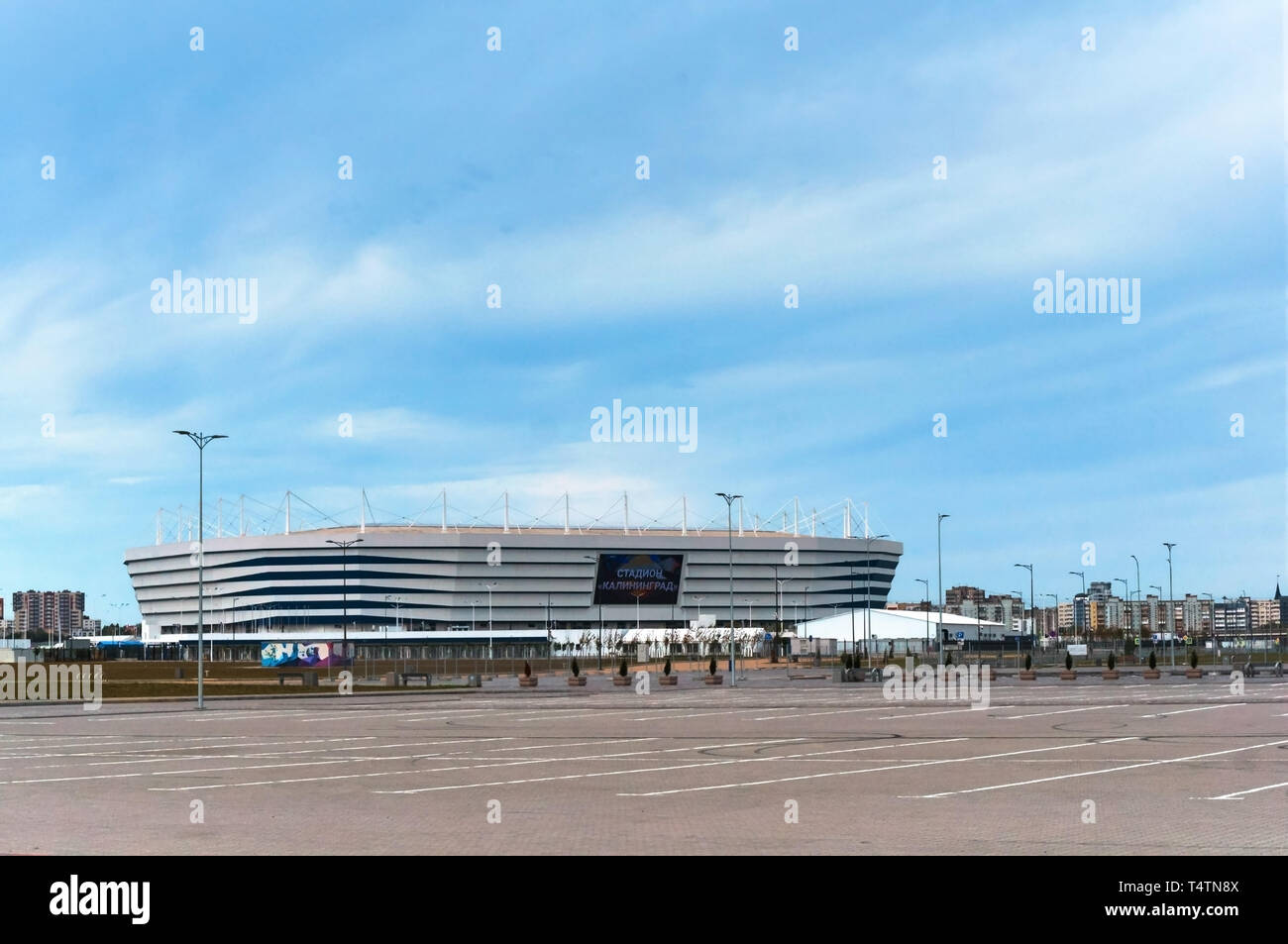 Kaliningrad, Russia, September 30, 2019. Football stadium built for the world Cup 2018. A modern sports facility. Sports construction. Stock Photo