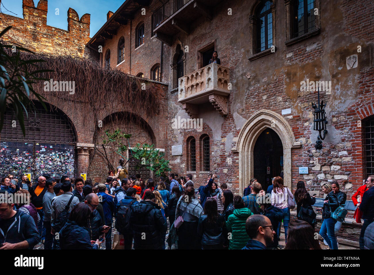 Verona, Italy March 2019. Statue of Juliet in garden of Gothicstyle