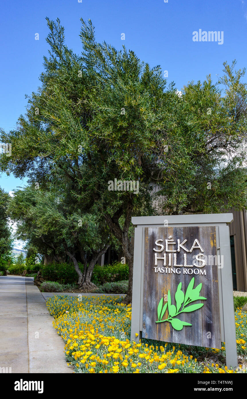 Seka Hills Olive Mill with a tasting room and retail store for their products in the Capay Valley of California USA, a perfect day trip from San Fran Stock Photo